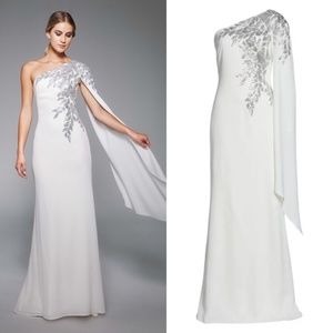 Tadashi Shoji Embellished One Shoulder Gown Size 14